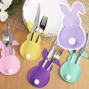 Lieldienu zaķa filca galda piederumu turētājs (4 gab.) | BUNNYCUTLERY