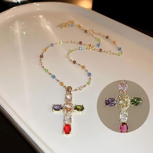Krāsaini rhinestone krustiņu kaklarotas (2 gab./komplekts) | GLIMCROSS